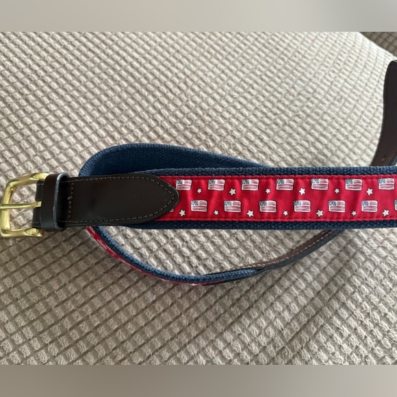 Vineyard Vines Patriotic American Flag Star Print Americana Canvas Belt 32 - Picture 8 of 12